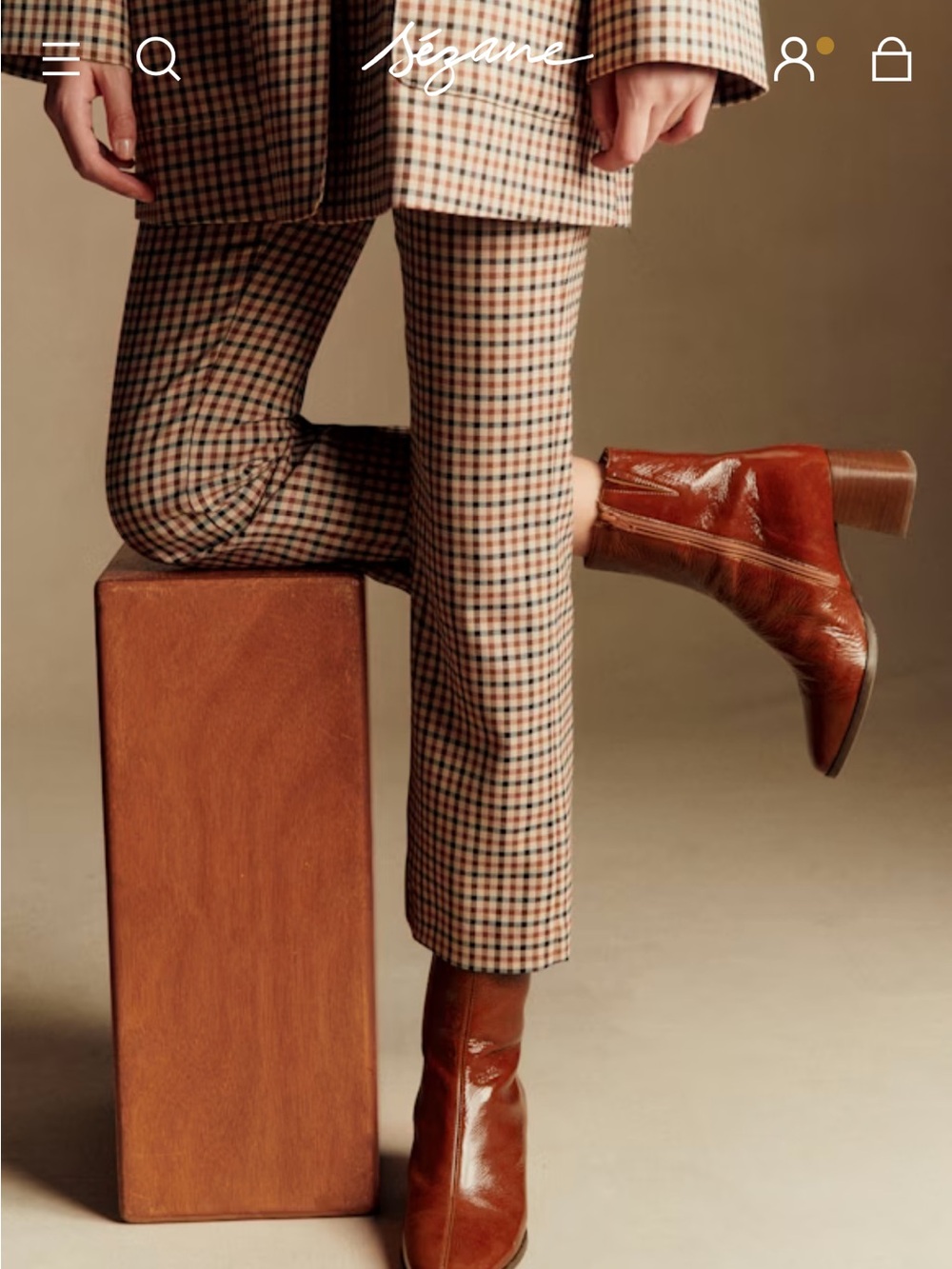 Sézane Brown Patent Leather Ankle Boots - Picture 4 of 8